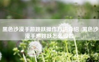 黑色沙漠手游跳跃操作方法介绍 (黑色沙漠手游跳跃怎么设置)