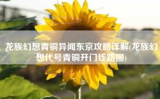 龙族幻想青铜异闻东京攻略详解(龙族幻想代号青铜开门线路图)