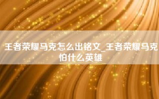 王者荣耀马克怎么出铭文_王者荣耀马克怕什么英雄