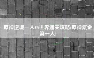 原神逆境一人VS世界通关攻略(原神氪金第一人)