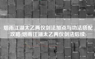 烟雨江湖太乙两仪剑法加点与功法搭配攻略(烟雨江湖太乙两仪剑法后续)