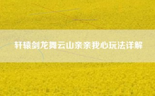 轩辕剑龙舞云山亲亲我心玩法详解