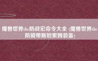 魔兽世界tbc防战宏命令大全 (魔兽世界tbc防骑带斯坦索姆装备)