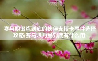 赛马娘锻炼到底的伙伴支援卡事件选择攻略(赛马娘力量到底有什么用)