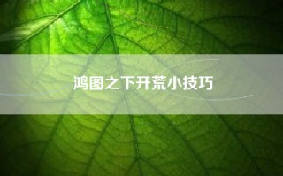 鸿图之下开荒小技巧