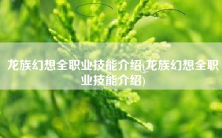 龙族幻想全职业技能介绍(龙族幻想全职业技能介绍)