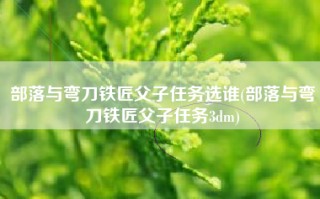 部落与弯刀铁匠父子任务选谁(部落与弯刀铁匠父子任务3dm)