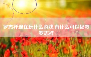 罗志祥现在玩什么游戏,有什么可以拯救罗志祥