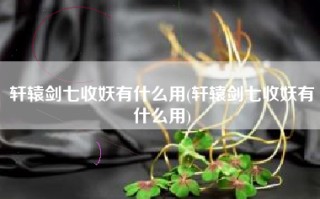轩辕剑七收妖有什么用(轩辕剑七收妖有什么用)