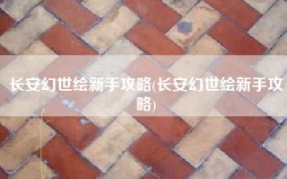 长安幻世绘新手攻略(长安幻世绘新手攻略)