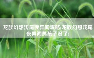 龙族幻想浅尾夜异闻攻略(龙族幻想浅尾夜异闻男孩子没了)