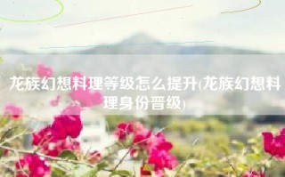 龙族幻想料理等级怎么提升(龙族幻想料理身份晋级)