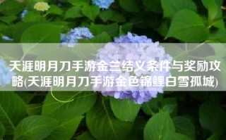 天涯明月刀手游金兰结义条件与奖励攻略(天涯明月刀手游金色锦鲤白雪孤城)
