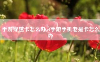 手游穿越卡怎么办,cf手游手机老是卡怎么办