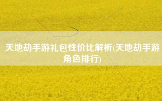 天地劫手游礼包性价比解析(天地劫手游角色排行)