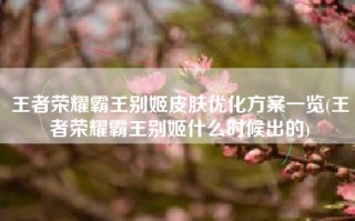 王者荣耀霸王别姬皮肤优化方案一览(王者荣耀霸王别姬什么时候出的)