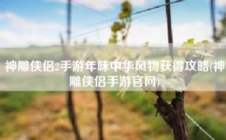 神雕侠侣2手游年味中华风物获得攻略(神雕侠侣手游官网)
