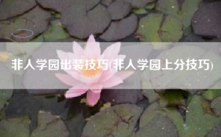 非人学园出装技巧(非人学园上分技巧)