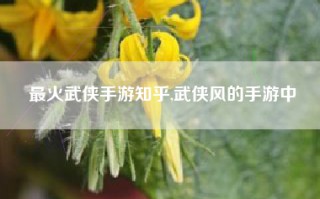 最火武侠手游知乎,武侠风的手游中
