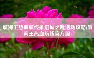 航海王热血航线推进城之乱活动攻略(航海王热血航线官方服)