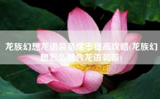 龙族幻想龙语装备爆率提高攻略(龙族幻想怎么融合龙语装备)