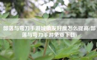 部落与弯刀手游城镇友好度怎么提高(部落与弯刀手游免费下载)