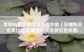 美团购买会员红包详细步骤（在哪购买会员红包）(美团购买会员红包优惠)