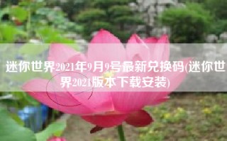 迷你世界2021年9月9号最新兑换码(迷你世界2021版本下载安装)