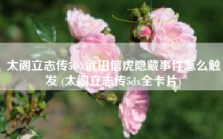 太阁立志传5DX武田信虎隐藏事件怎么触发 (太阁立志传5dx全卡片)