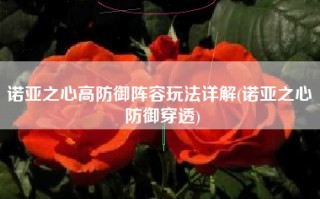 诺亚之心高防御阵容玩法详解(诺亚之心 防御穿透)