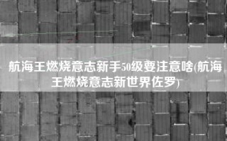 航海王燃烧意志新手50级要注意啥(航海王燃烧意志新世界佐罗)
