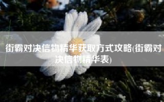 街霸对决信物精华获取方式攻略(街霸对决信物精华表)