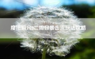 魔法洞穴2二周目暴击流玩法攻略
