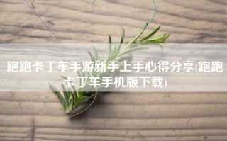 跑跑卡丁车手游新手上手心得分享(跑跑卡丁车手机版下载)