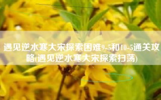 遇见逆水寒大宋探索困难9-5和10-5通关攻略(遇见逆水寒大宋探索扫荡)