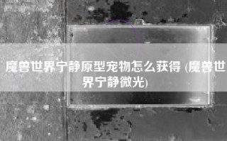 魔兽世界宁静原型宠物怎么获得 (魔兽世界宁静微光)