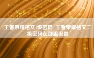 王者荣耀铭文1级密码_王者荣耀铭文二级密码在哪里设置