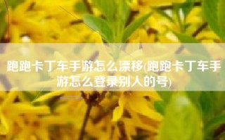 跑跑卡丁车手游怎么漂移(跑跑卡丁车手游怎么登录别人的号)