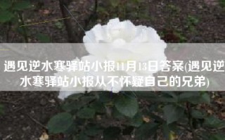 遇见逆水寒驿站小报11月13日答案(遇见逆水寒驿站小报从不怀疑自己的兄弟)