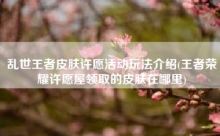 乱世王者皮肤许愿活动玩法介绍(王者荣耀许愿屋领取的皮肤在哪里)
