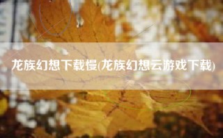 龙族幻想下载慢(龙族幻想云游戏下载)