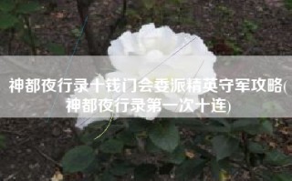 神都夜行录十钱门会委派精英守军攻略(神都夜行录第一次十连)