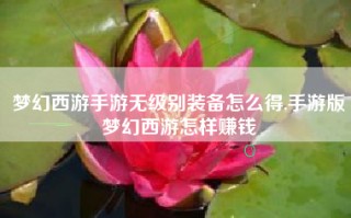 梦幻西游手游无级别装备怎么得,手游版梦幻西游怎样赚钱