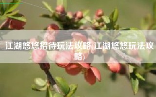 江湖悠悠招待玩法攻略(江湖悠悠玩法攻略)