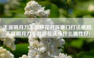 天涯明月刀手游移花对阵唐门打法思路(天涯明月刀手游移花洗练什么属性好)