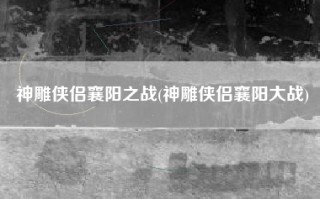 神雕侠侣襄阳之战(神雕侠侣襄阳大战)
