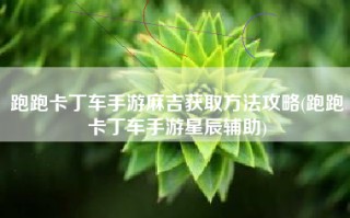 跑跑卡丁车手游麻吉获取方法攻略(跑跑卡丁车手游星辰辅助)
