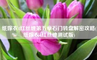 纸嫁衣4红丝缠第五章石门转盘解密攻略(纸嫁衣4红丝缠测试版)