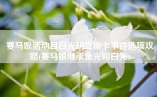 赛马娘活动目白光明支援卡事件选项攻略(赛马娘继承金光和白光)