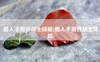 猎人手游狂战士技能(猎人手游狂战士攻略)